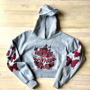 Streetwear Society gray cropped hoodie sweatshirt women’s Small
